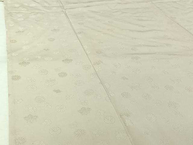平和屋着物▽上質な色無地 単衣 草花地紋 練色 正絹 逸品 AABK2084jh