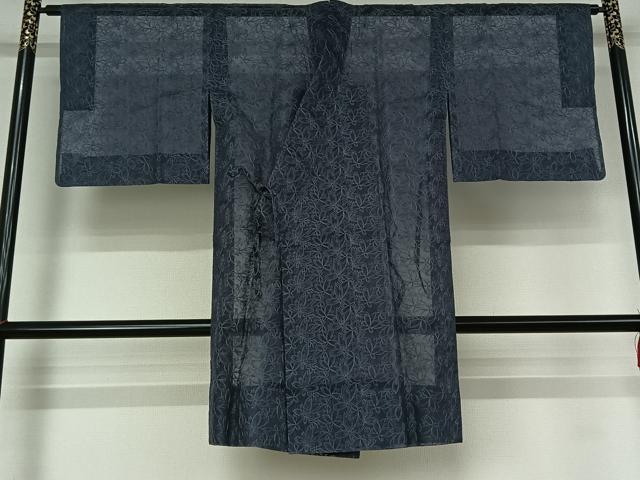 平和屋着物▽道中着 スリーシーズン 春夏秋 塵除け 草花文 ロング丈 正絹 逸品 AABK2085jh