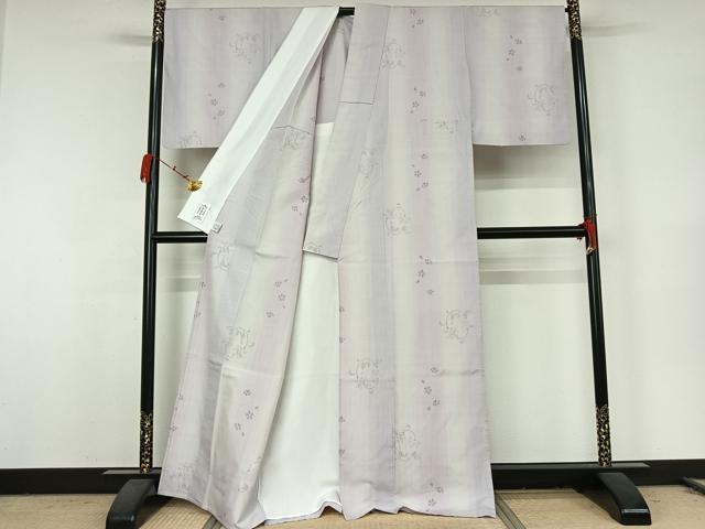 平和屋着物▽結城紬 単衣 80亀甲 草花文 やまと誂製 証紙付き 正絹 逸品 AABK2087jh