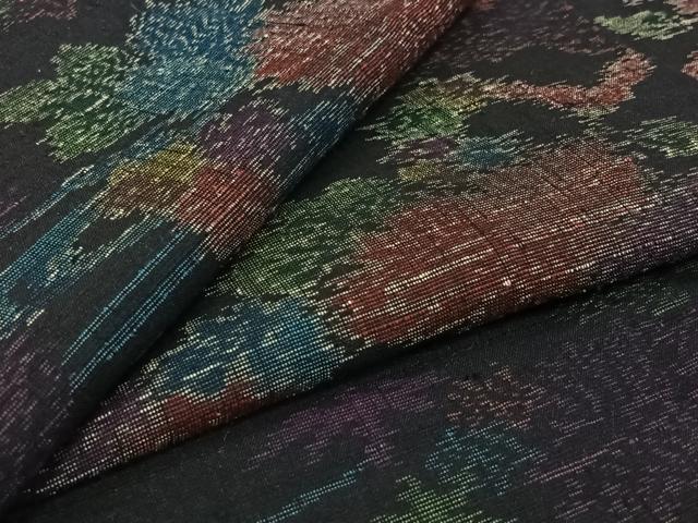 平和屋着物▽上質な紬 単衣 流水花文 正絹 逸品 AABK2088jh