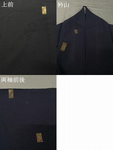 平和屋着物▽上質な小紋 単衣 短冊花文 金彩 鬼しぼ縮緬 正絹 逸品 AABK2095jh