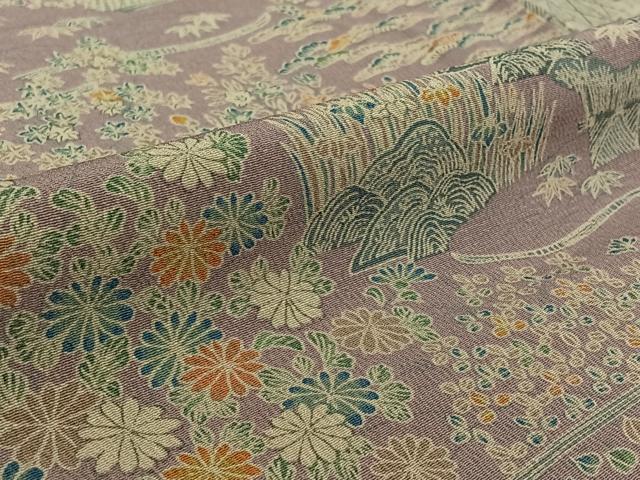 平和屋着物▽上質な小紋 単衣 風景流水花文 正絹 逸品 AABK2119jh