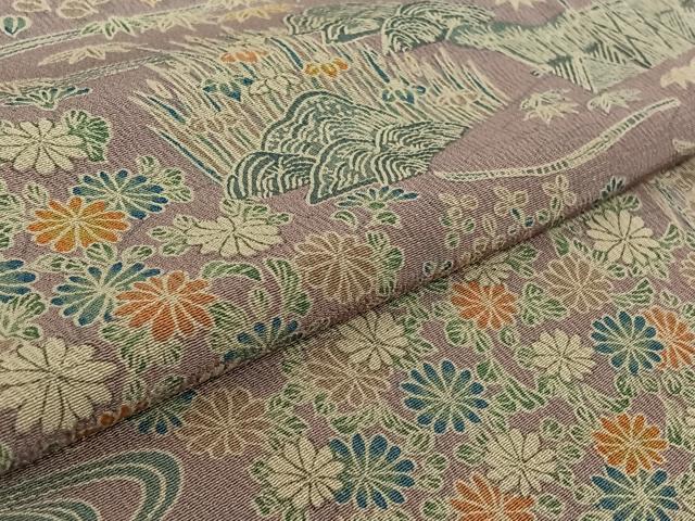 平和屋着物▽上質な小紋 単衣 風景流水花文 正絹 逸品 AABK2119jh