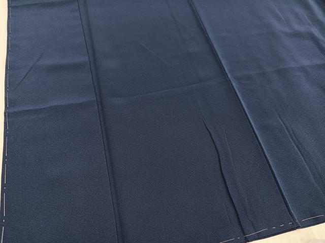 平和屋着物●上質な色無地 青褐色 高砂縮緬 反端付き 正絹 逸品 未使用 AABK2125ph