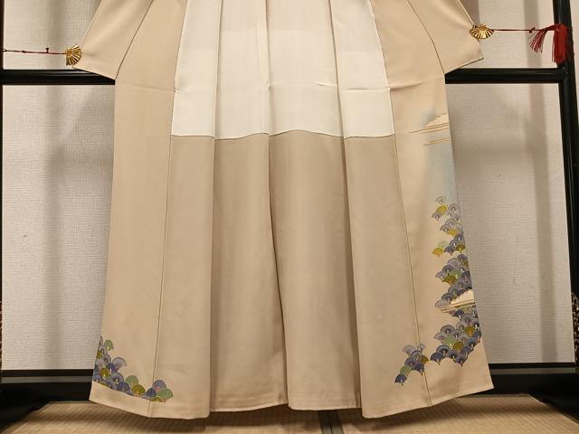 平和屋着物●本加賀友禅作家 矢田博 色留袖 花青海波 暈し染め 正絹 逸品 AABK2127ph