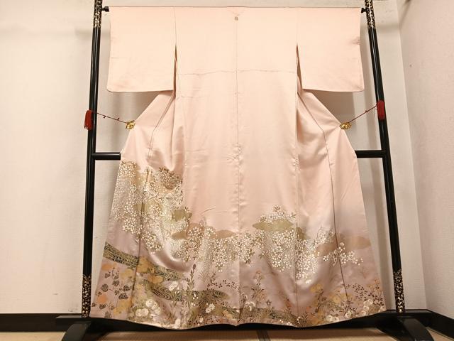 平和屋着物●豪華色留袖 草花文 暈し染め 金銀彩 正絹 逸品 AABK2128ph