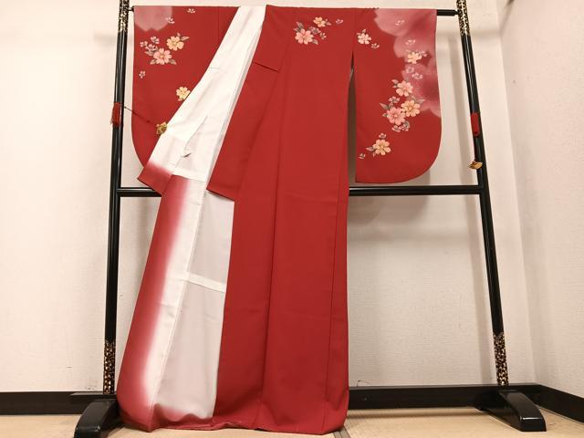 平和屋着物●小振袖 二尺袖 舞花文 暈し染め 洗える着物 AABK2140ph