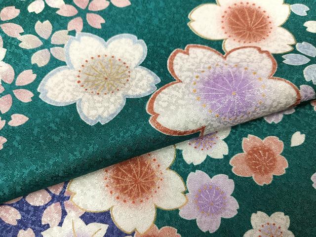 平和屋着物●小振袖 二尺袖 舞桜文 金彩 洗える着物 AABK2142ph