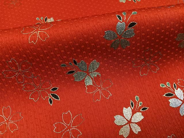 平和屋着物●小振袖 二尺袖 舞桜文 金銀彩 洗える着物 AABK2144ph