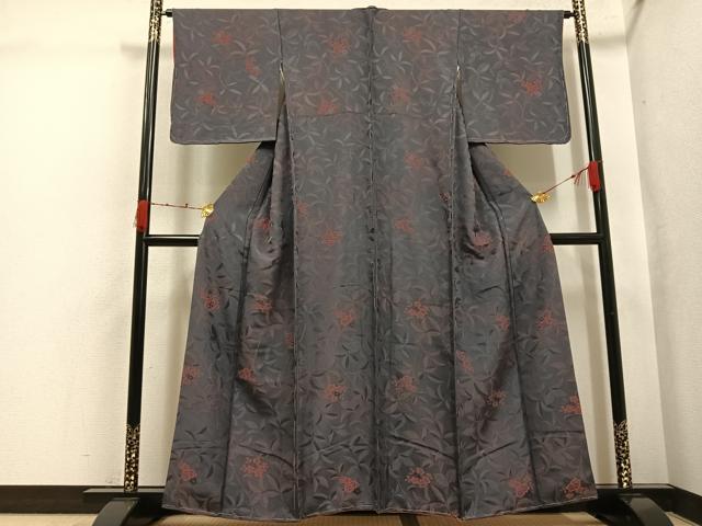 平和屋着物●上質な小紋 地紋起こし 草花文 正絹 逸品 未使用 AABK2147ph