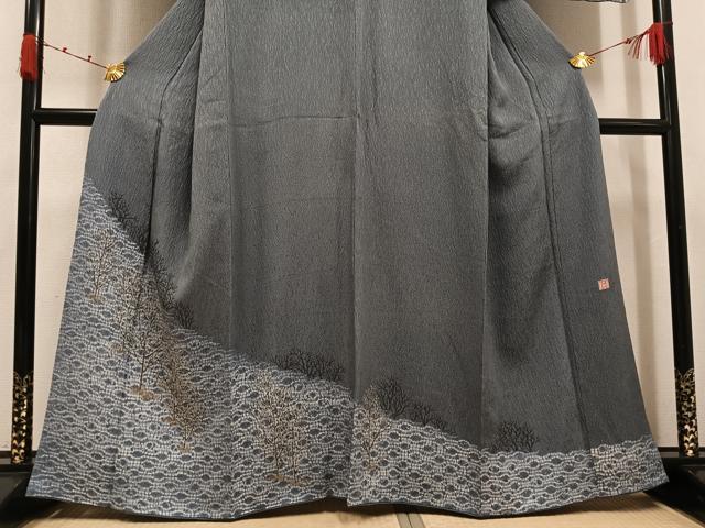 平和屋着物●訪問着 作家物 手描き 絞り 草木文 正絹 逸品 AABK2148ph
