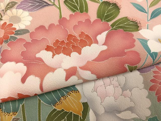 平和屋着物●豪華振袖 友禅 枝花文 暈し染め 正絹 逸品 AABK2149ph
