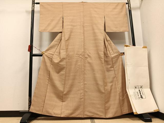 平和屋着物●銀座 志ま亀 紬 横段文 正絹 逸品 AABK2150ph