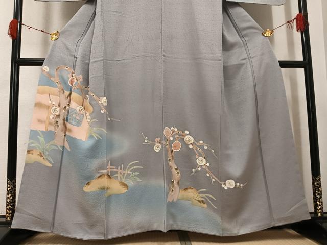 平和屋着物●訪問着 枝梅文 暈し染め 金彩 正絹 逸品 AABK2157ph