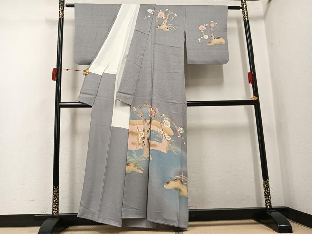 平和屋着物●訪問着 枝梅文 暈し染め 金彩 正絹 逸品 AABK2157ph