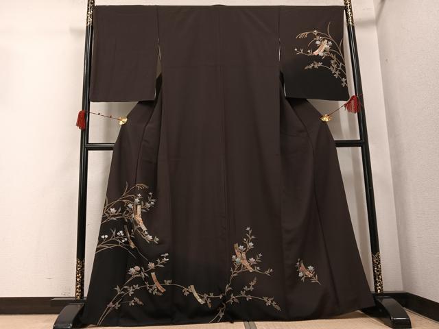 平和屋着物●訪問着 手描き 短冊枝花文 暈し染め 金彩 正絹 逸品 AABK2158ph