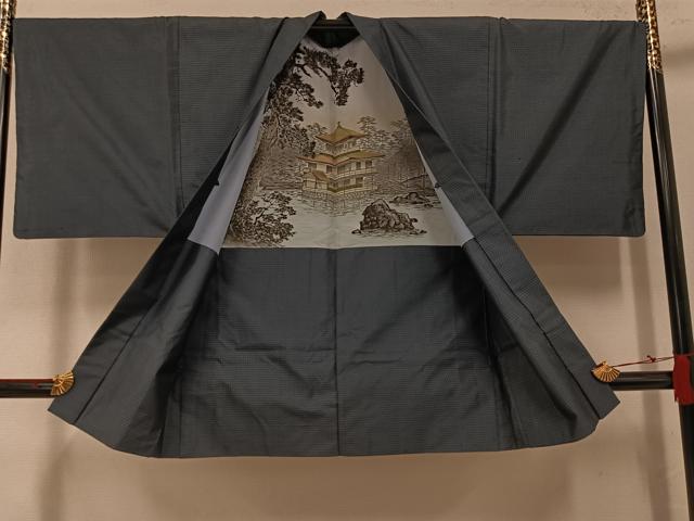 平和屋着物●男性 本場大島紬 アンサンブル 80亀甲 総詰め 正絹 逸品 AABK2159ph