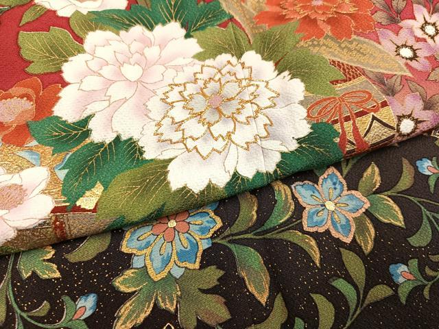 平和屋着物●豪華振袖 駒刺繍 花車文 暈し染め 金彩 正絹 逸品 AABK2162ph