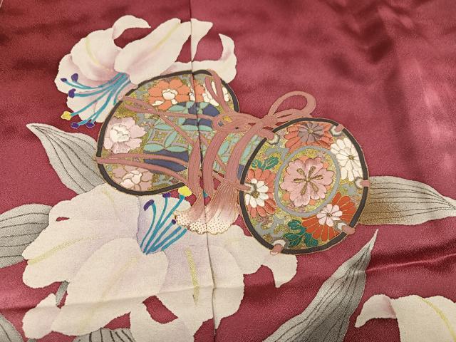 平和屋着物●豪華振袖 刺繍 花楽器文 暈し染め 金彩 丹後ちりめん 仮絵羽 正絹 逸品 未使用 AABK2172ph
