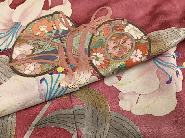 平和屋着物●豪華振袖 刺繍 花楽器文 暈し染め 金彩 丹後ちりめん 仮絵羽 正絹 逸品 未使用 AABK2172ph