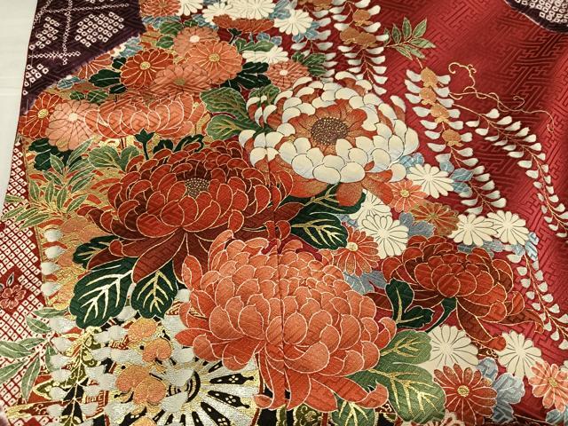 平和屋着物●豪華振袖 絞り 鳳凰花車舞蝶文 金彩 仮絵羽 正絹 逸品 未使用 AABK2173ph