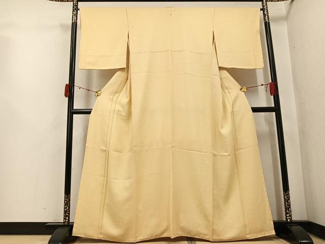 平和屋着物●上質な色無地 草花地紋 蜂蜜色 正絹 逸品 未使用 AABK2180ph