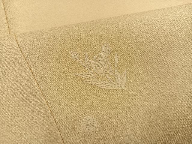 平和屋着物●上質な色無地 草花地紋 蜂蜜色 正絹 逸品 未使用 AABK2180ph