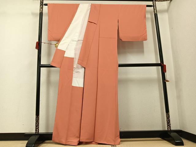 平和屋着物●上質な色無地 作家物 曙色 正絹 逸品 AABK2182ph