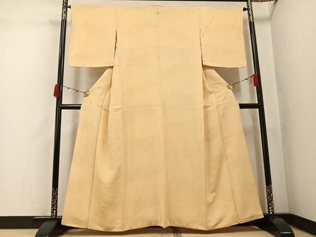 平和屋着物●上質な色無地 風景地紋 蜂蜜色 正絹 逸品 AABK2186ph
