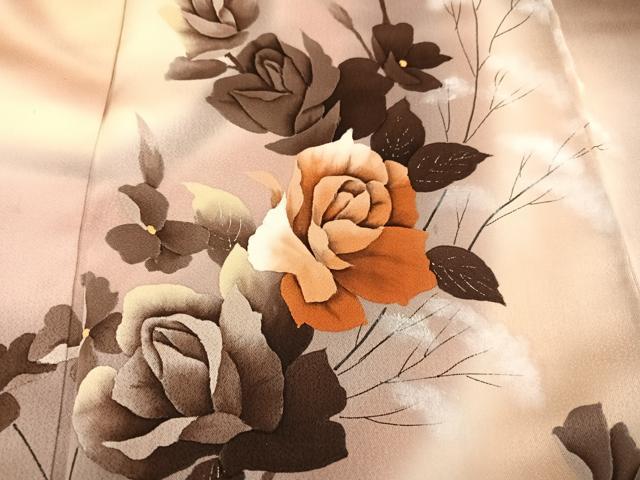 平和屋着物●訪問着 薔薇 蝶 暈し染め 正絹 逸品 AABK2189ph