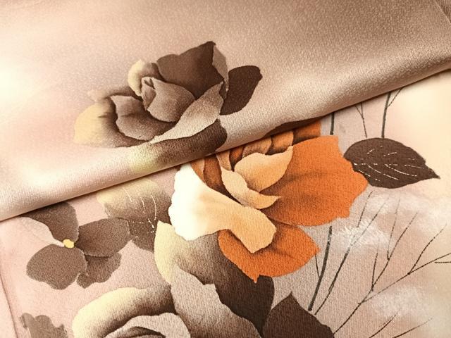 平和屋着物●訪問着 薔薇 蝶 暈し染め 正絹 逸品 AABK2189ph