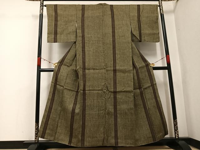 平和屋着物●結城紬 80亀甲 間道 正絹 逸品 AABK2191ph