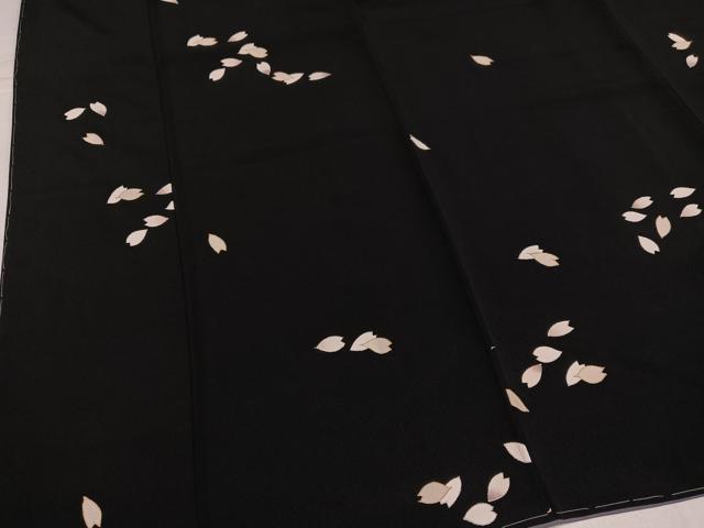 平和屋着物●上質な小紋 夜桜 黒地 金彩 正絹 逸品 未使用 AABK2195ph