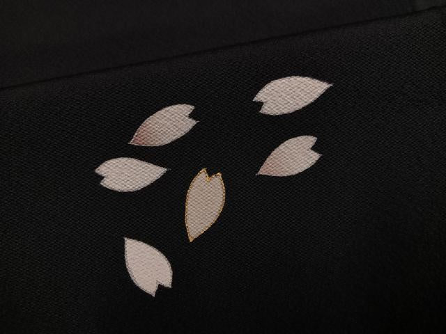 平和屋着物●上質な小紋 夜桜 黒地 金彩 正絹 逸品 未使用 AABK2195ph