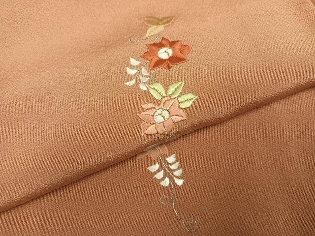 平和屋着物●豪華色留袖 総刺繍 草花文 正絹 逸品 AABK2200ph
