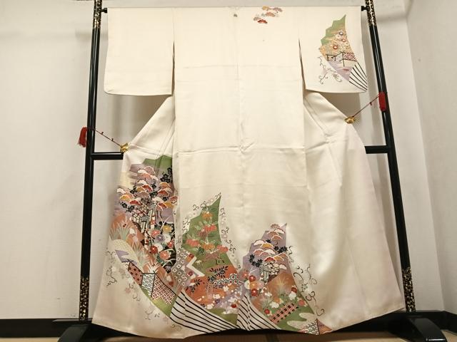 平和屋着物●訪問着 御所車吉祥草花文 金彩 正絹 逸品 AABK2201ph