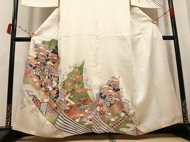 平和屋着物●訪問着 御所車吉祥草花文 金彩 正絹 逸品 AABK2201ph