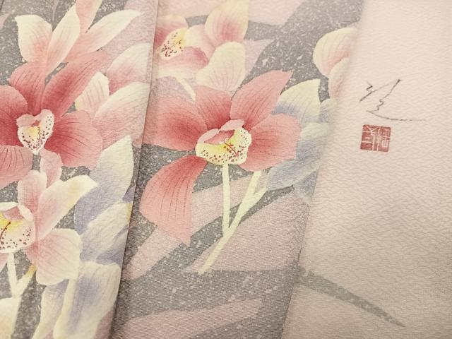 平和屋着物●訪問着 作家物 草花文 正絹 逸品 AABK2202ph