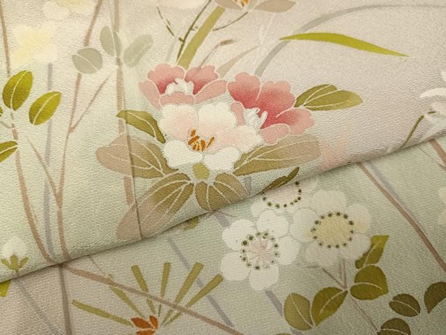 平和屋着物●訪問着 友禅 枝花文 暈し染め 正絹 逸品 未使用 AABK2203ph