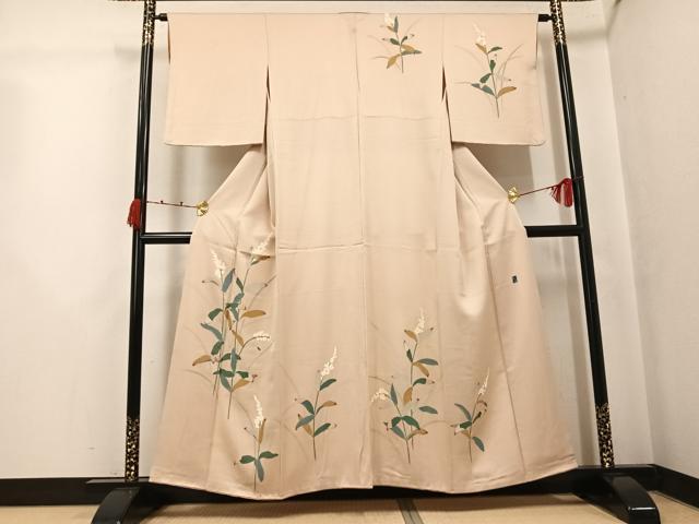 平和屋着物●訪問着 友禅 作家物 草花文 正絹 逸品 AABK2207ph