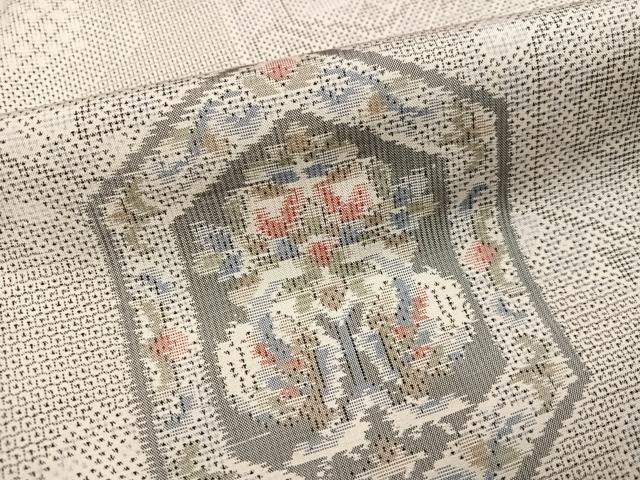 平和屋着物●本場大島紬 白大島 120亀甲 総絣 亀甲花文 正絹 逸品 未使用 AABK2210ph