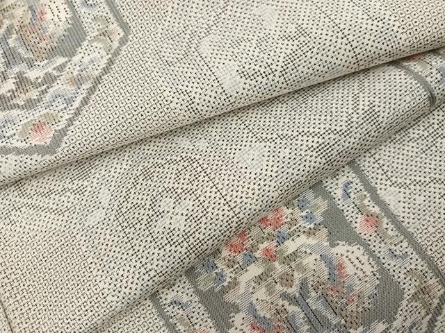 平和屋着物●本場大島紬 白大島 120亀甲 総絣 亀甲花文 正絹 逸品 未使用 AABK2210ph