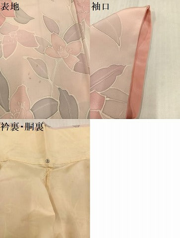 平和屋着物▼上質な小紋 地紋起こし 草花文 正絹 逸品 AABK2215ph