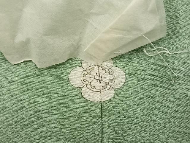 平和屋着物●上質な色無地 立波草花地紋 裏葉柳色 正絹 逸品 未使用 AABK2217ph