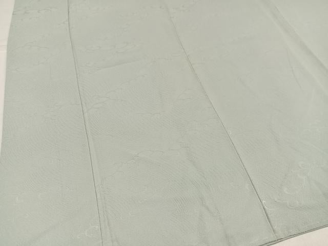平和屋着物●上質な色無地 立波地紋 白緑色 正絹 逸品 未使用 AABK2219ph
