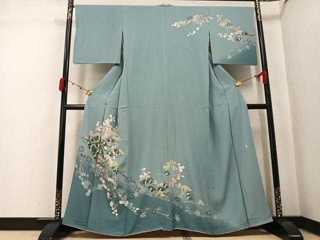 平和屋着物●訪問着 友禅 作家物 草花文 暈し染め 正絹 逸品 AABK2233ph