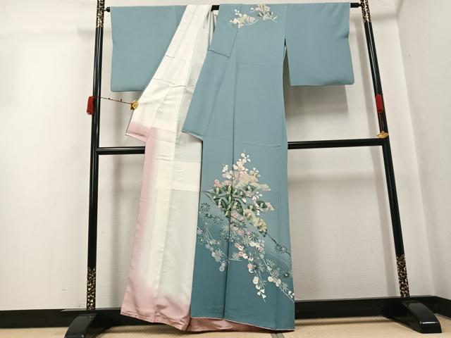 平和屋着物●訪問着 友禅 作家物 草花文 暈し染め 正絹 逸品 AABK2233ph