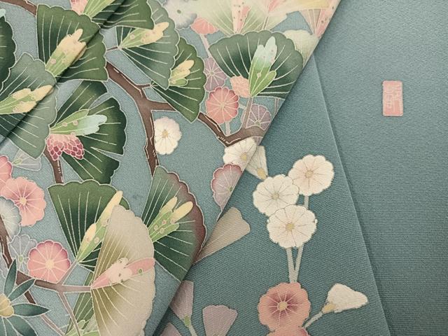 平和屋着物●訪問着 友禅 作家物 草花文 暈し染め 正絹 逸品 AABK2233ph