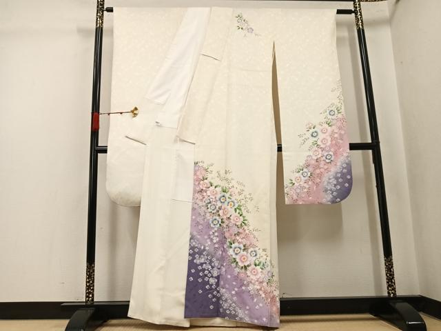 平和屋着物●豪華振袖 草花文 暈し染め 正絹 逸品 AABK2236ph