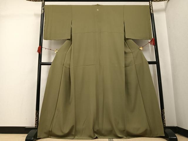 平和屋着物●上質な色無地 油色 正絹 逸品 AABK2238ph